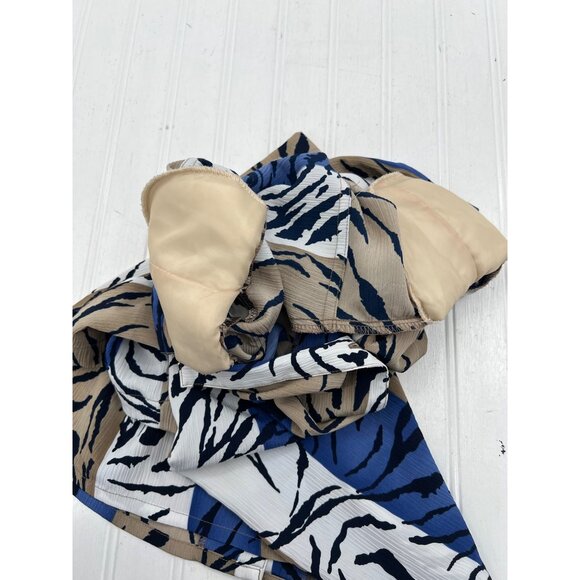 Alia Vintage Women's Button-Up Short-Sleeve Tiger Print Shirt Size 8 blue beige - Picture 7 of 7